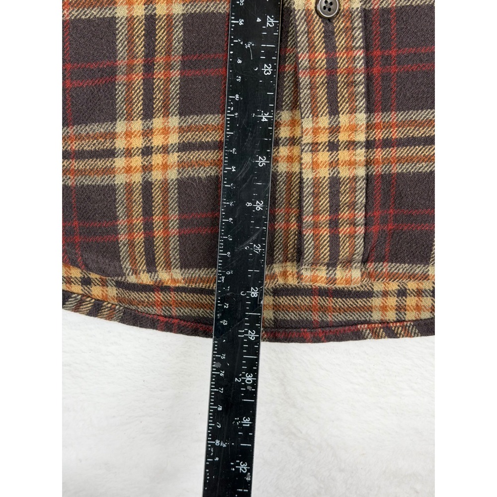 Timberland Mens Brown Plaid Cotton Flannel Button Down Shirt Large L Long Sleeve - Picture 6 of 9
